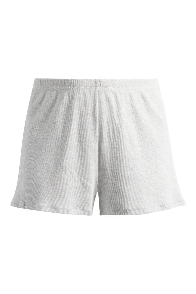 Stretch Cotton Rib Loose Shorts, Alternate, color, LIGHT HEATHER GREY