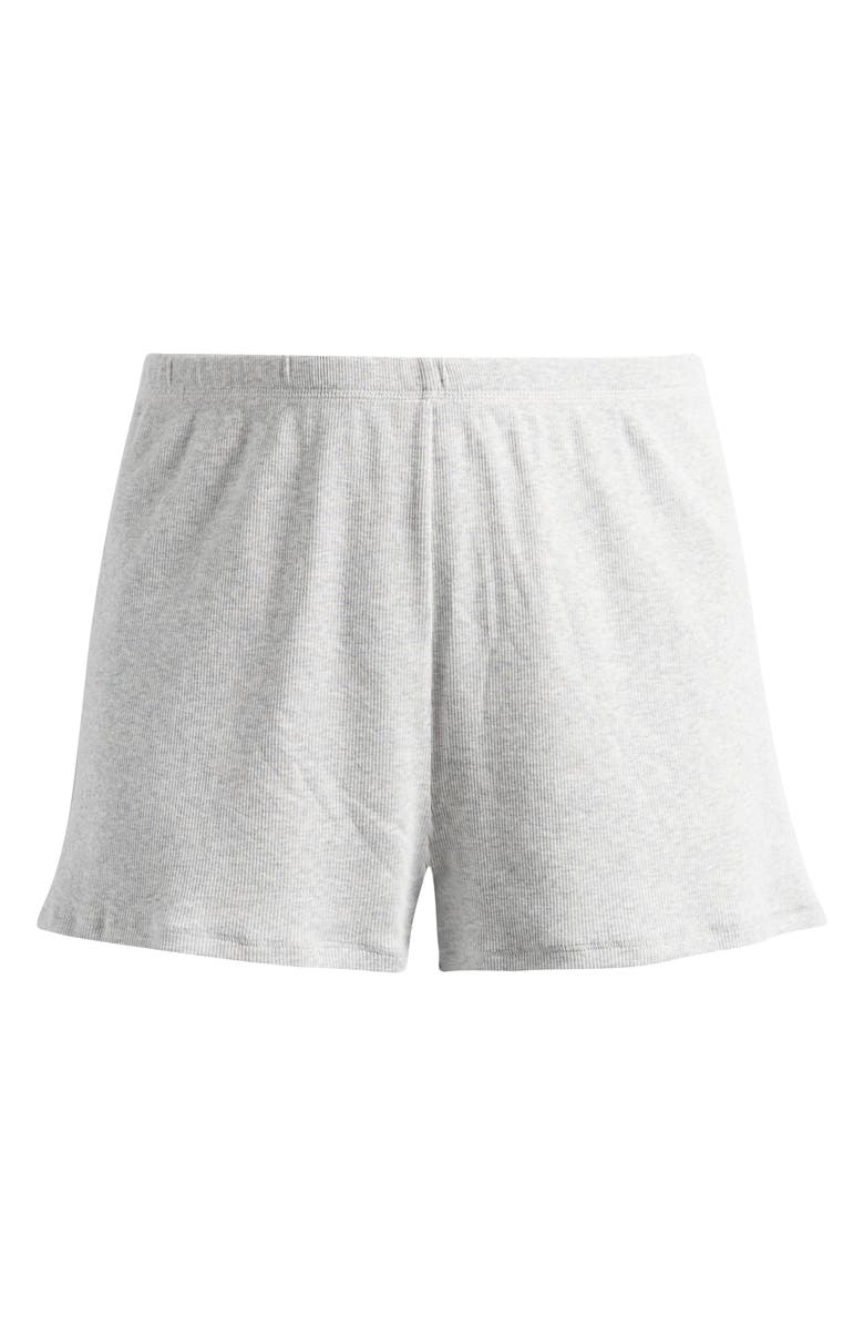 SKIMS Stretch Cotton Rib Loose Shorts, Alternate, color, Light Heather Grey