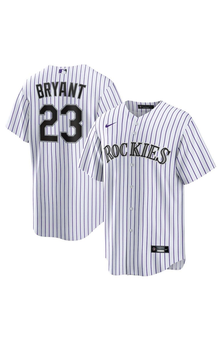 Nike Men's Nike Kris Bryant White/Purple Colorado Rockies Replica Player Jersey, Main, color,