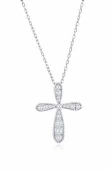 SIMONA Sterling Silver CZ Cross Necklace
