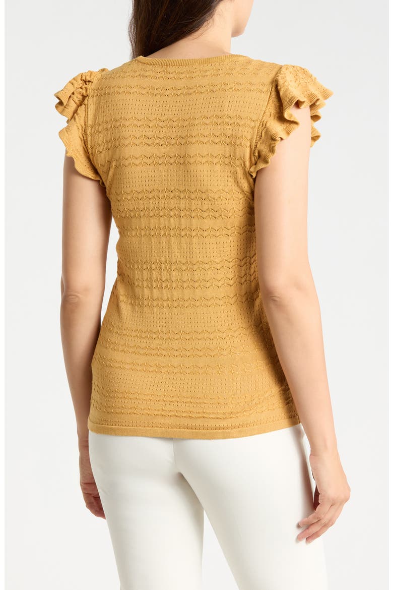 Ruffle Cap Sleeve Pointelle Sweater, Alternate, color, MONARCH GOLD