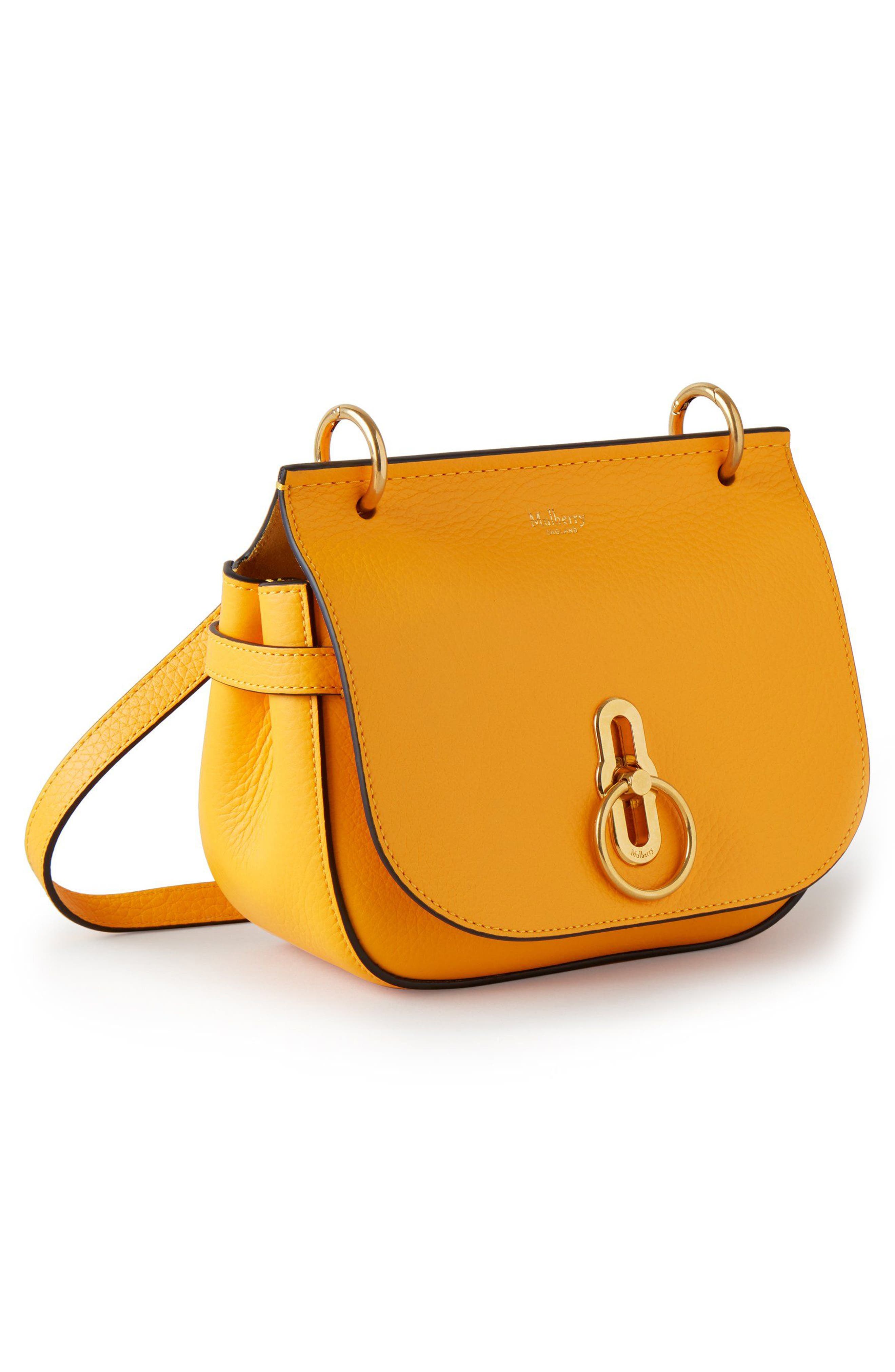 Mulberry Small Amberly Grained Leather Satchel, Alternate, color, Double Yellow