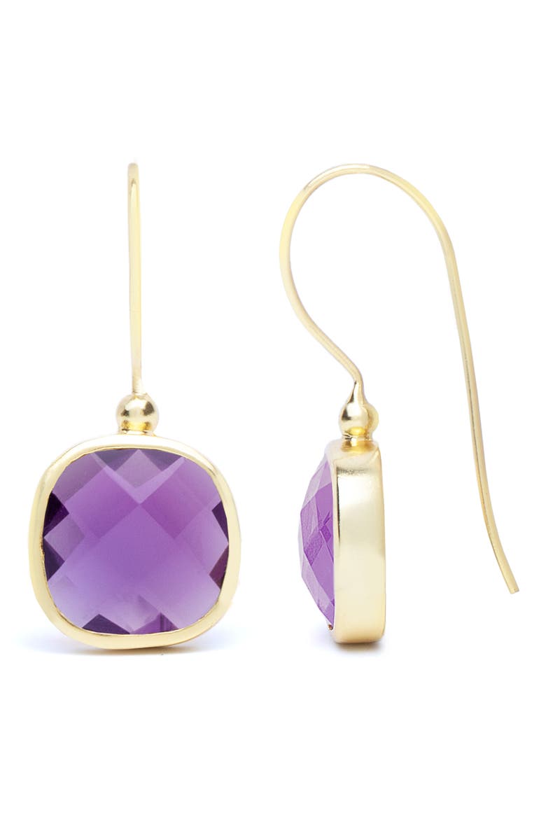 Cushion Stone Drop Earrings, Main, color, PURPLE