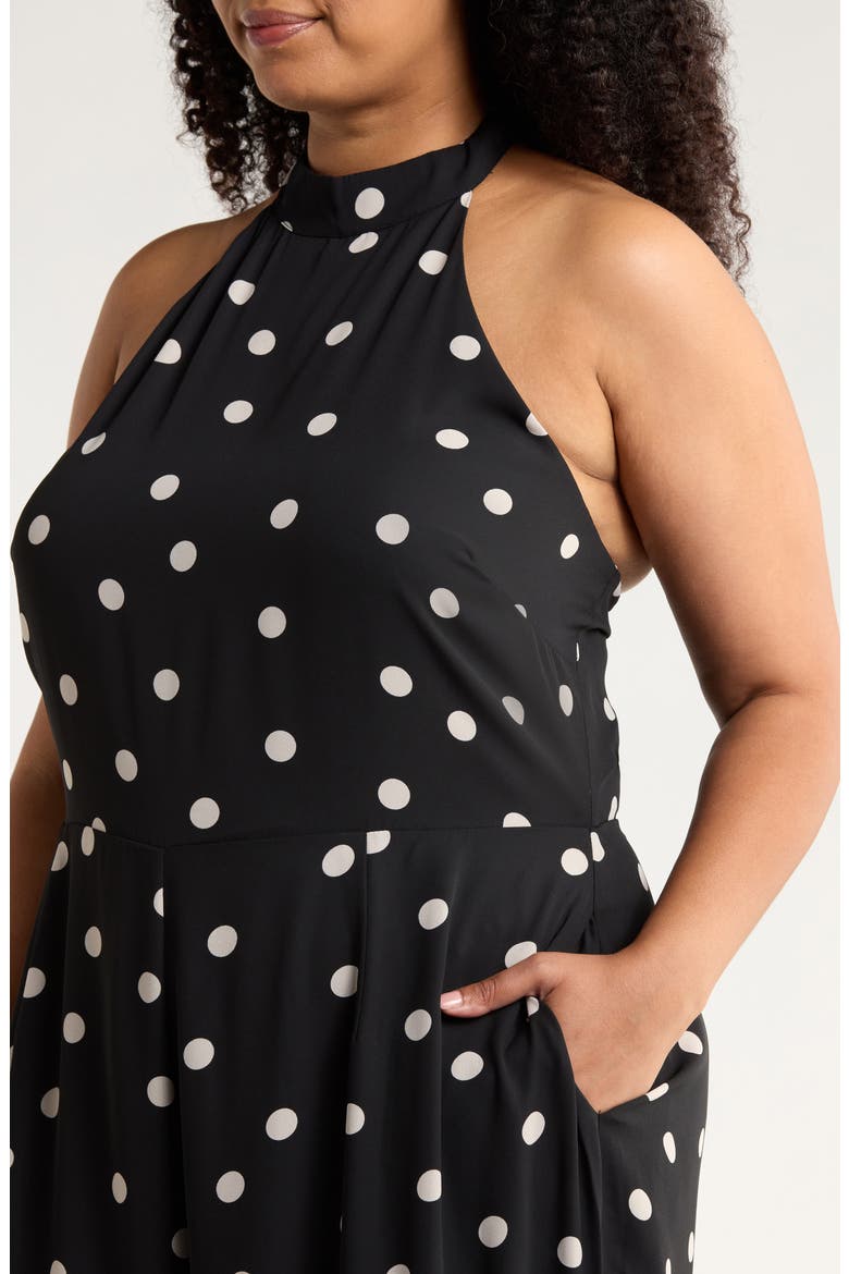 Kaline Polka Dot After Hours Halter Jumpsuit, Alternate, color, IVORY-BLACK-DOT
