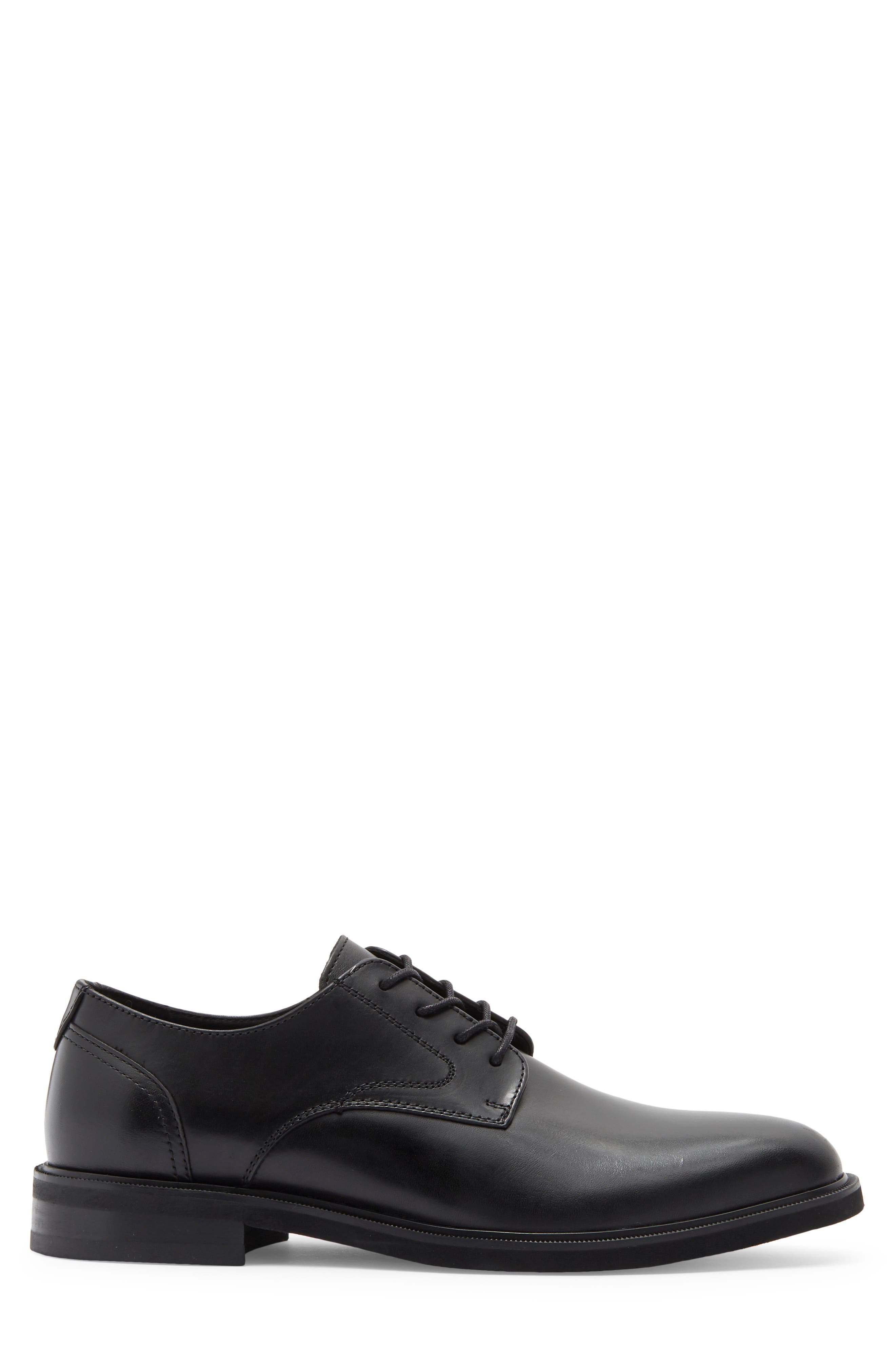 NORDSTROM RACK Reid Plain Toe Derby, Alternate, color, Black Leather