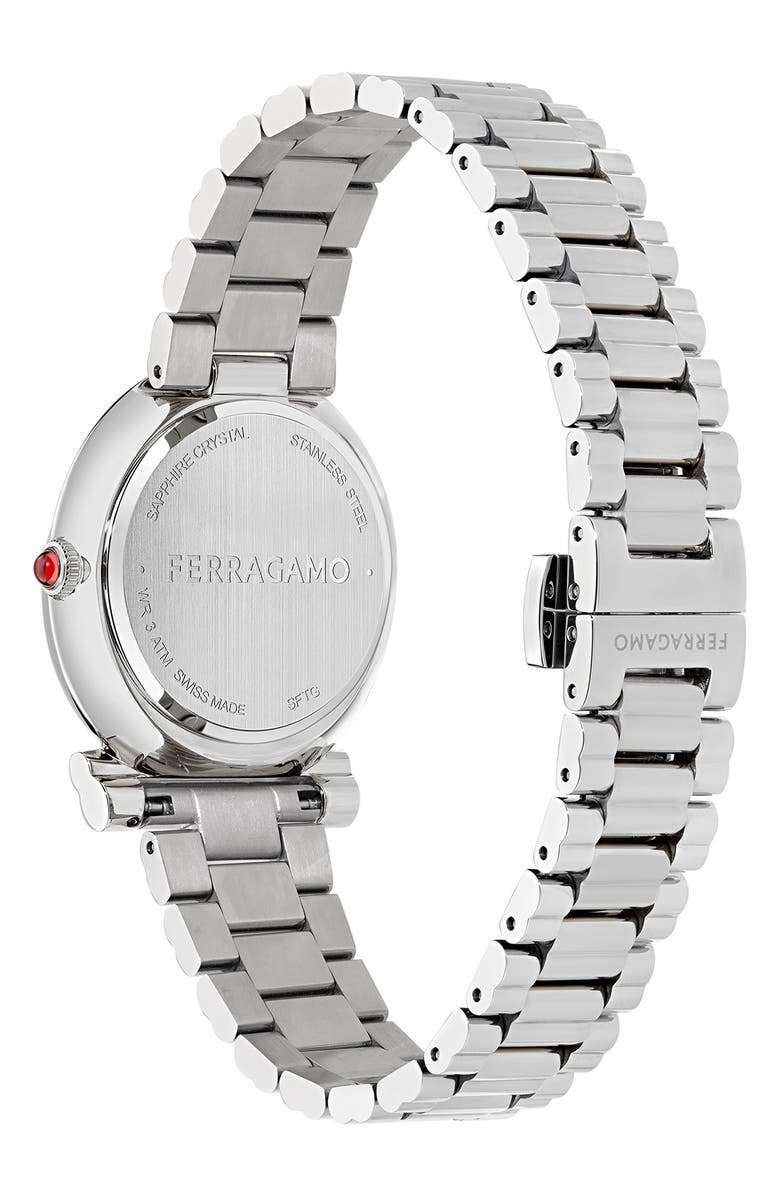 FERRAGAMO Gancini Mother-of-Pearl Twisted Bracelet Watch, 32mm, Alternate, color, Stainless Steel