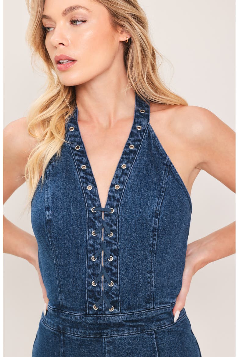 Denim Halter Jumpsuit, Alternate, color, MEDIUM INDIGO