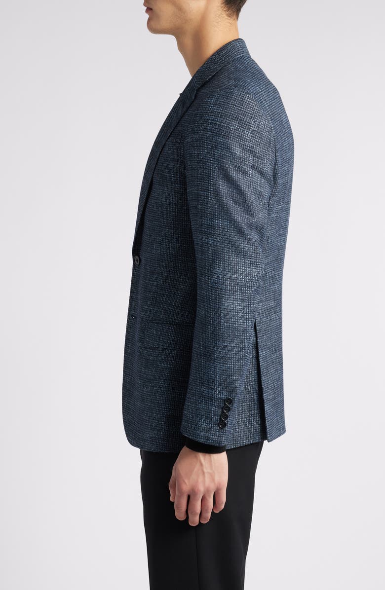 Emporio Armani Textured Microcheck Wool Blend Sport Coat, Alternate, color, Solid Medium Blue