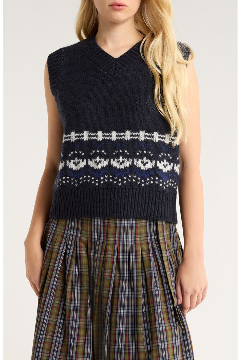 Rhona Wool Sweater Vest, Main, color, NAVY