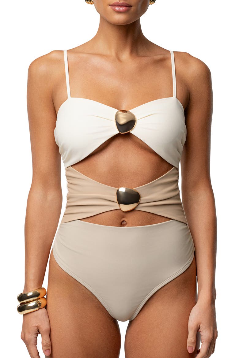 Aura One-Piece Swimsuit, Alternate, color, IVORY