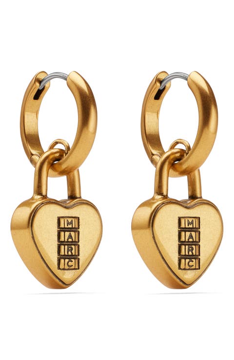 Heart Padlock Huggie Hoop Earrings