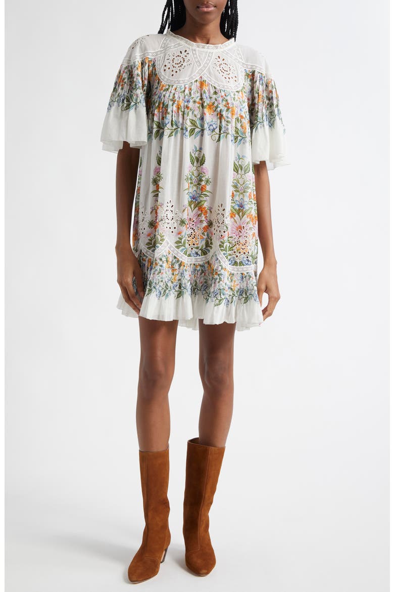 FARM Rio Sweet Bloom Cotton Eyelet Shift Dress (Women)