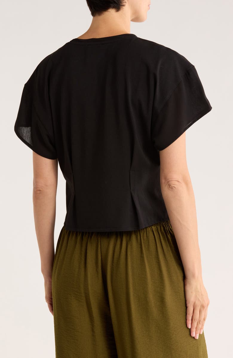 DKNY Mixed Media Knit Top, Alternate, color, Black
