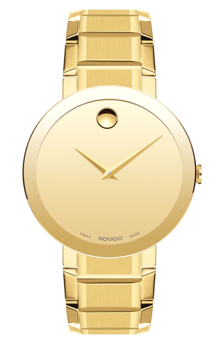 Movado Sapphire Bracelet Watch, 39mm, Main, color, Gold Mirror