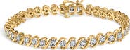 Haus of Brilliance 14K Yellow Gold Plated .925 Sterling Silver 1/2 Cttw Round Miracle-Set Diamond S-Curve Tennis Bracelet