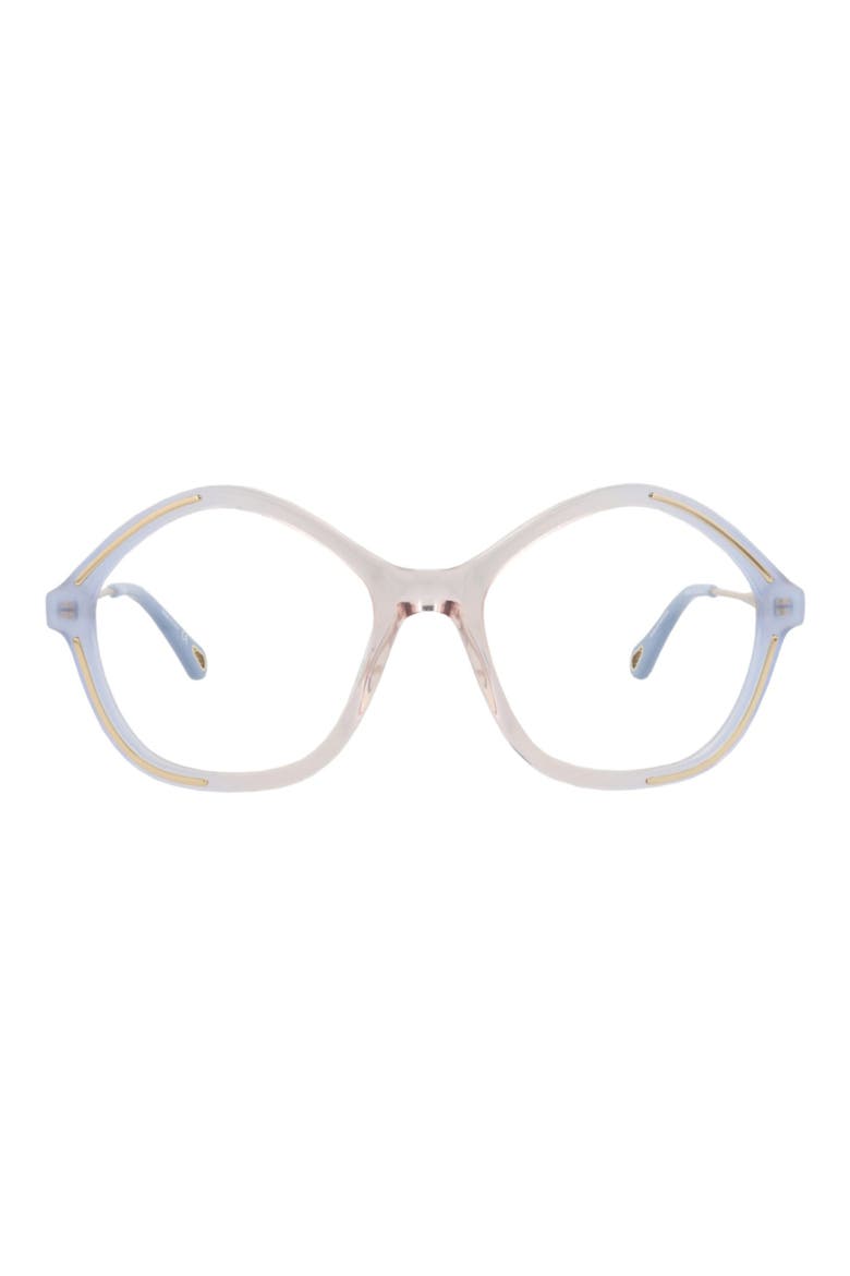 52mm Round Optical Glasses, Main, color, LIGHT BLUE GOLD