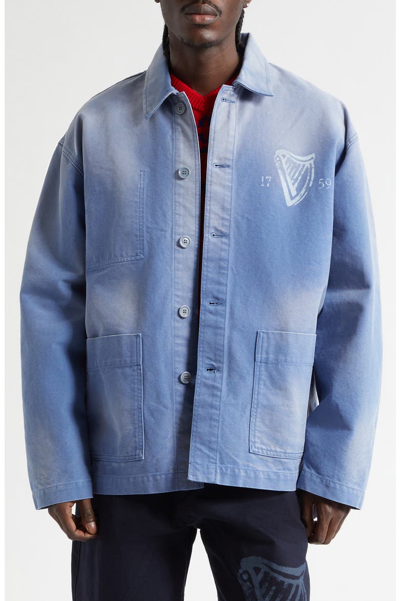 x Guinness Cotton Canvas Chore Jacket, Main, color, CORNFLOWER BLUE