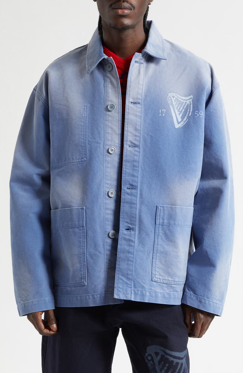 JW Anderson x Guinness Cotton Canvas Chore Jacket, Main, color, Cornflower Blue