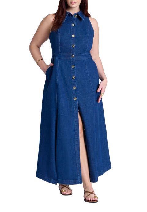 Sleeveless Denim Midi Dress