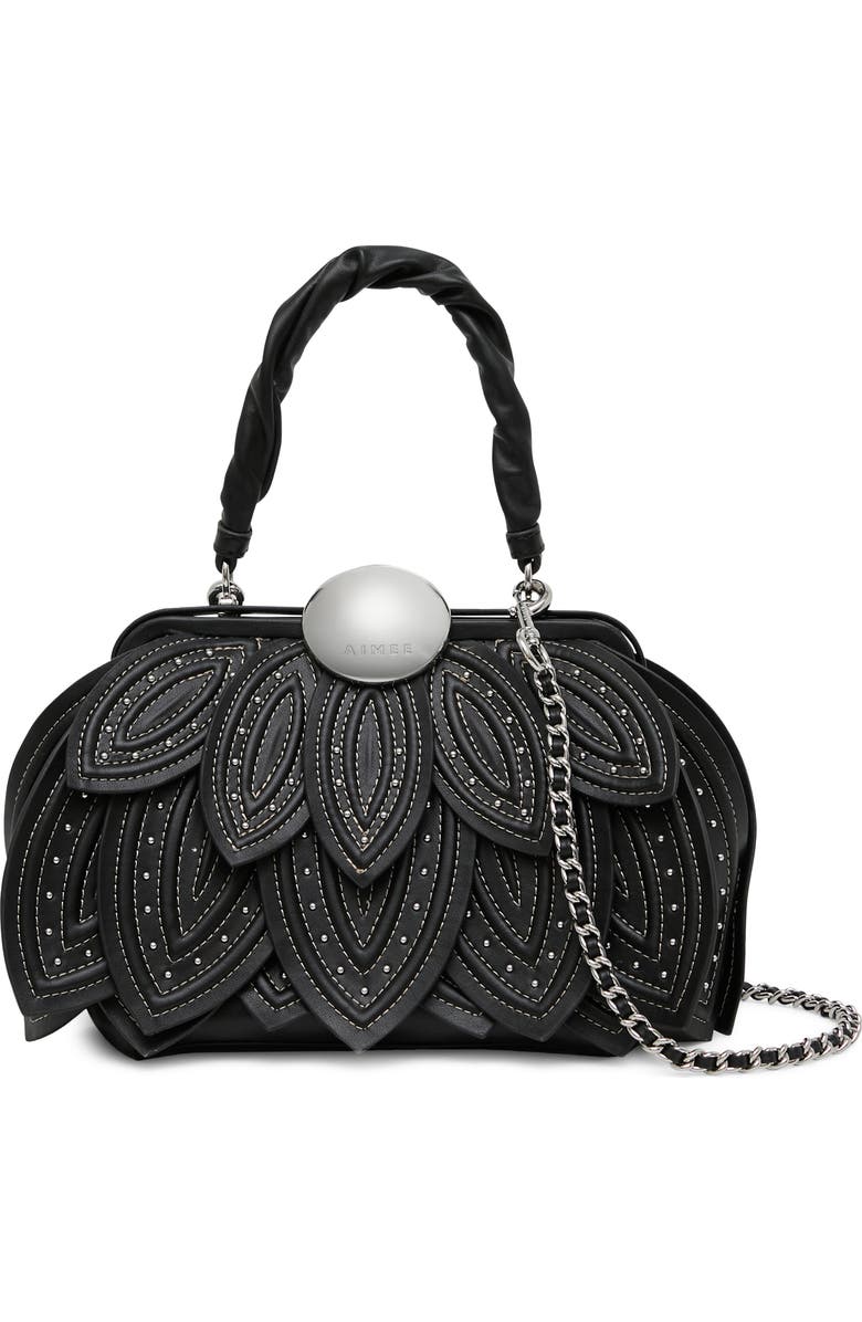 AIMEE Petal Top Handle Bag, Main, color, Black Studded