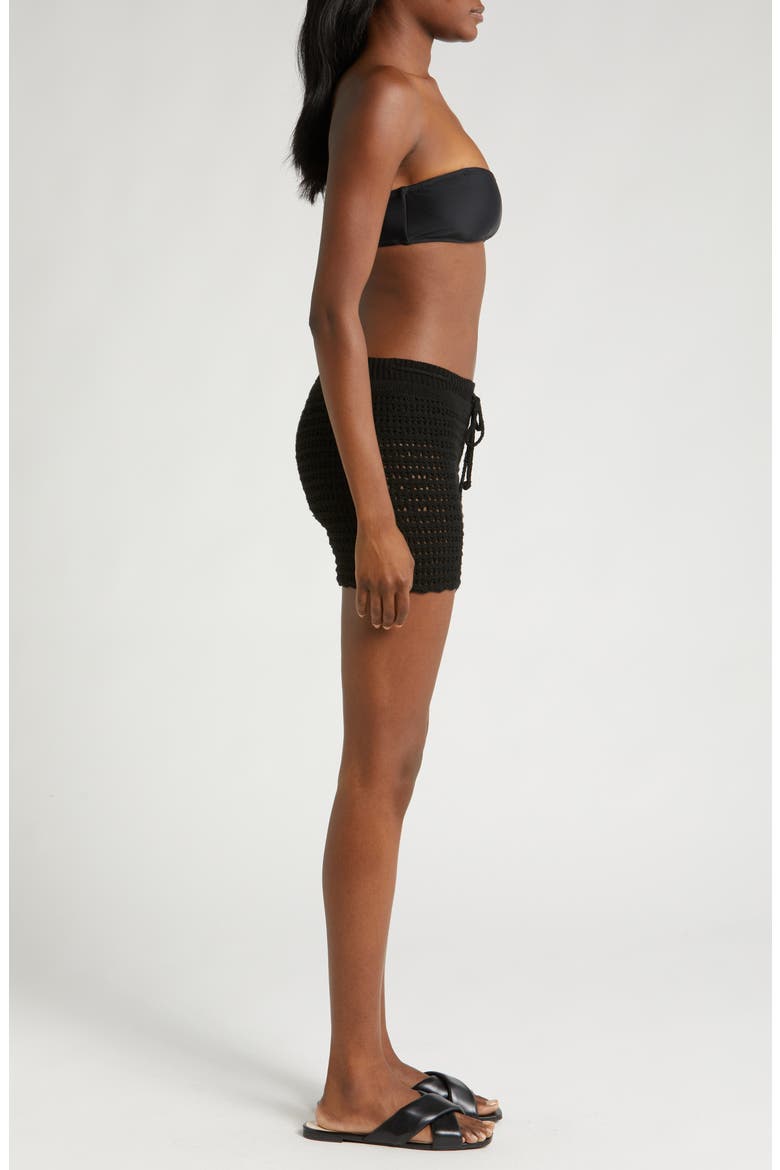 Nora Open Knit Cover-Up Shorts, Alternate, color, BLACK