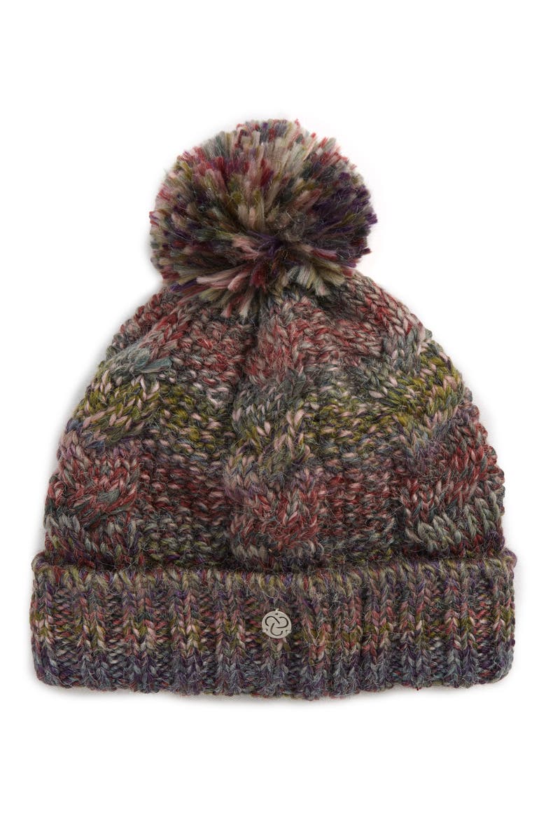 Space Dye Pompom Beanie, Main, color, PURPLE IMPERIAL