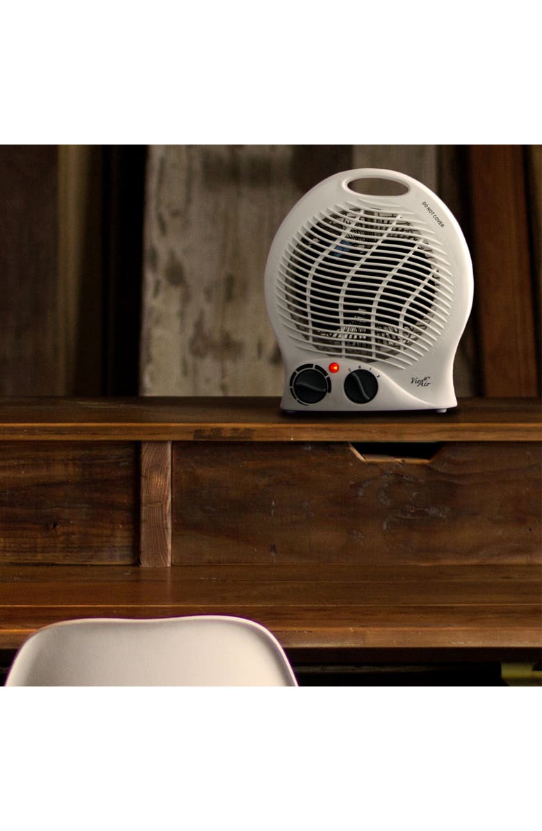 Vie Air 1500W Portable 2-Settings White Home Fan Heater with Adjustable Thermostat, Alternate, color, White