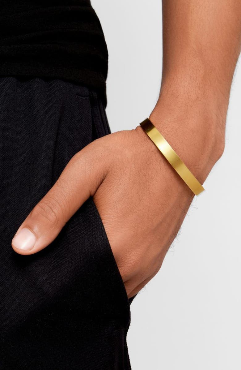 Adornia Men's Dog Tag Pendant Necklace & Cuff Bracelet Set, Alternate, color, Gold