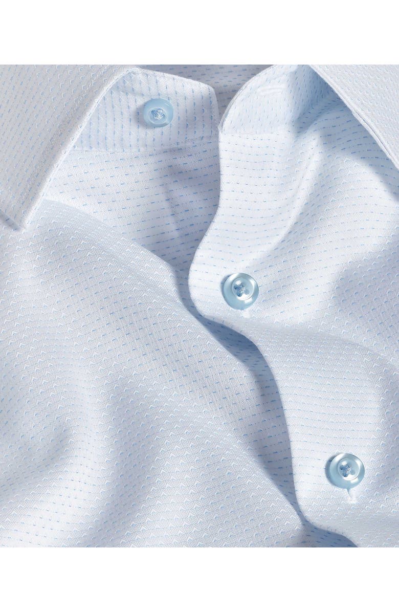David Donahue Trim Fit Micro Dobby Cotton Dress Shirt, Alternate, color, White/ Sky
