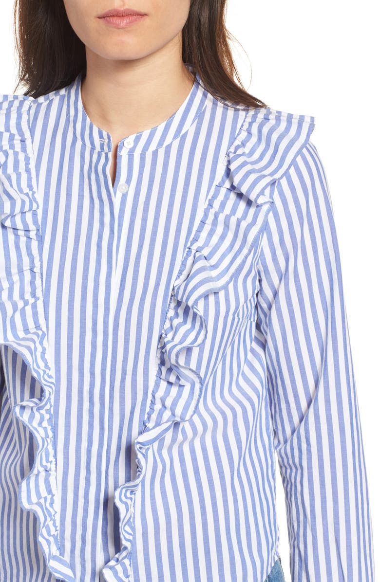 Madewell Whitney Stripe Ruffle Blouse, Alternate, color,