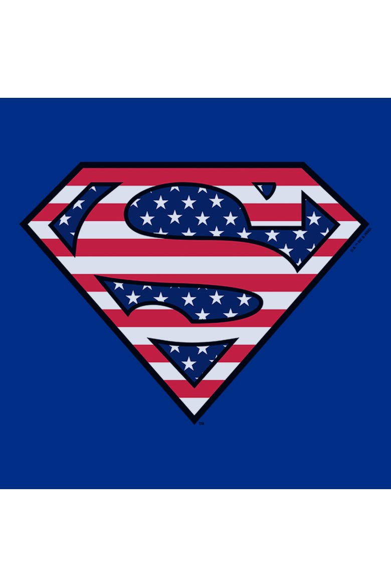 Juniors Superman Patriotic Logo T Shirt, Alternate, color, Royal Blue