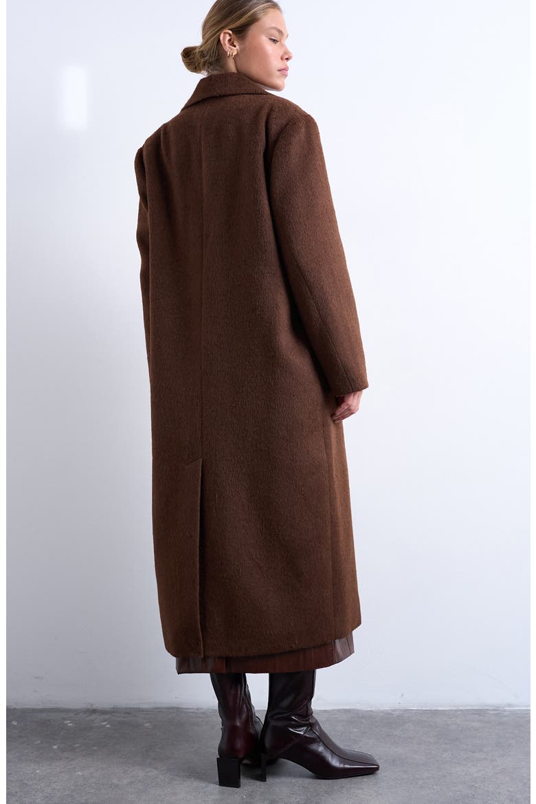 Single Breasted Longline Coat, Alternate, color, BROWN