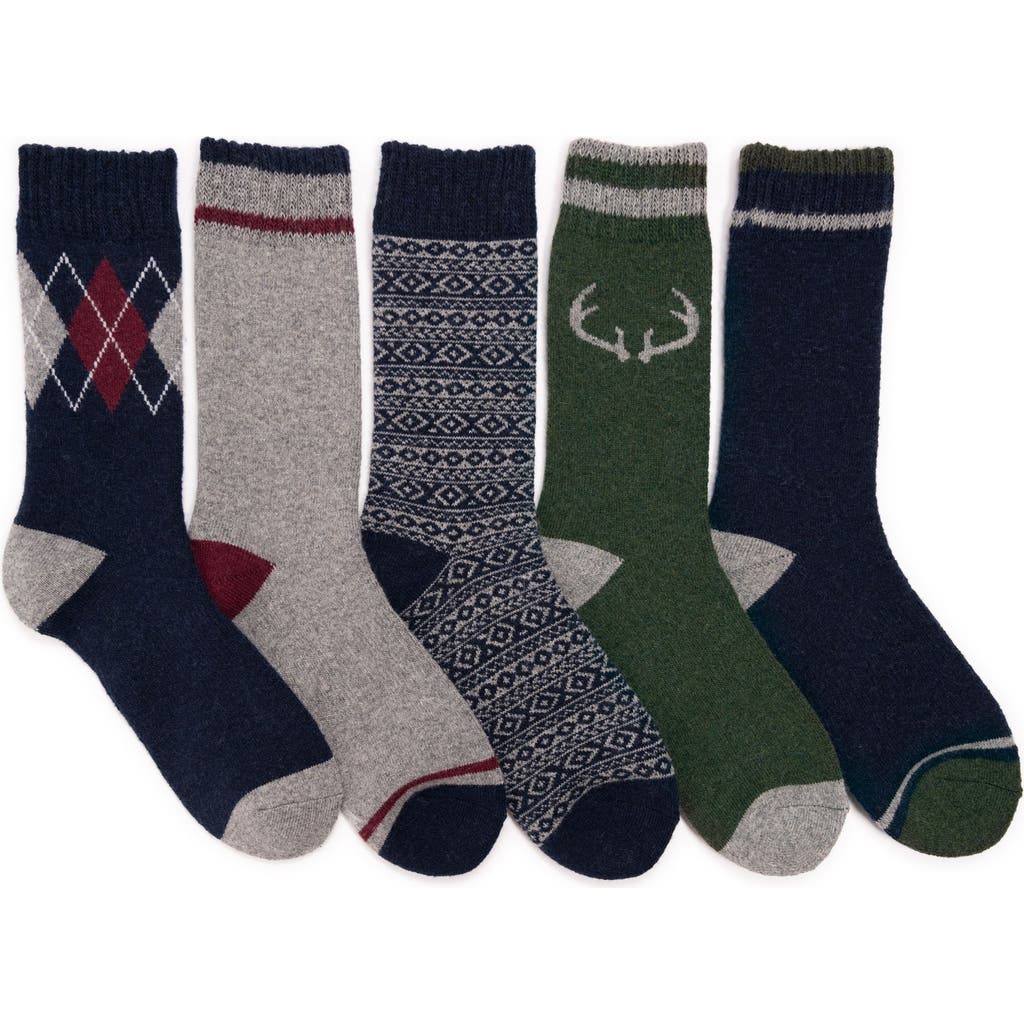 Muk Luks Wool Blend Socks 5 Pair Pack In Multi