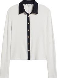 rag & bone Contrast Trim Rib Button-Up Shirt