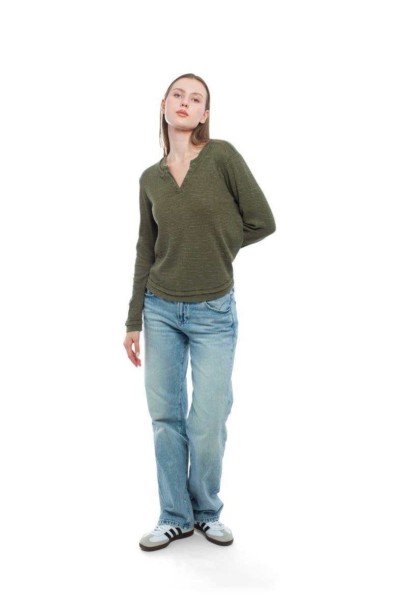 Long Sleeve Henley Mock Double Layer Tee, Alternate, color, Eggnogg