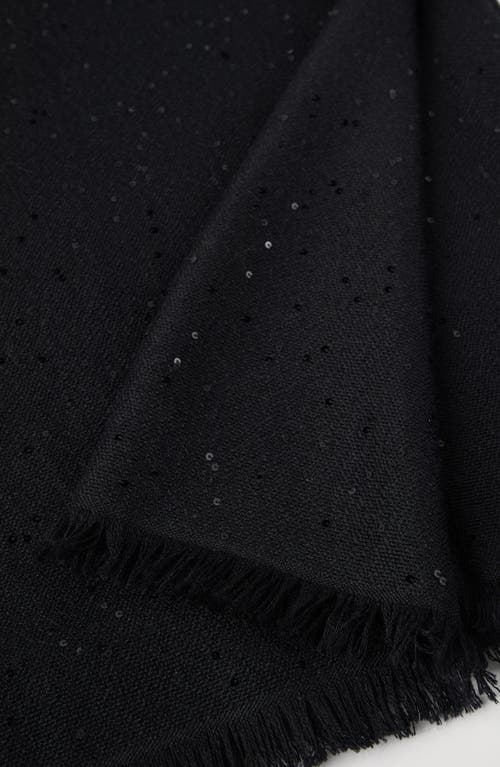 Brunello Cucinelli Cashmere And Silk Diamond Yarn Scarf In Black