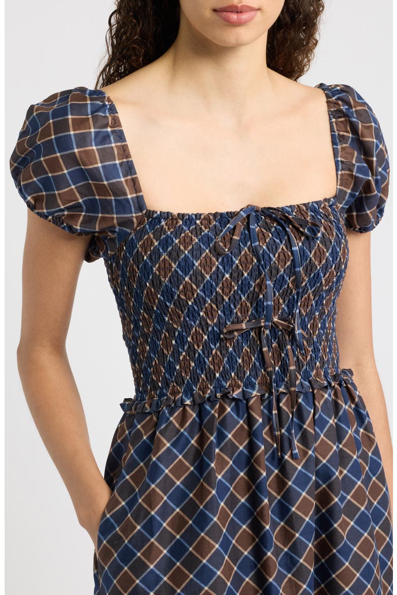 The Aster Plaid Cotton Nap Dress, Alternate, color, WILSHIRE PLAID CHOC