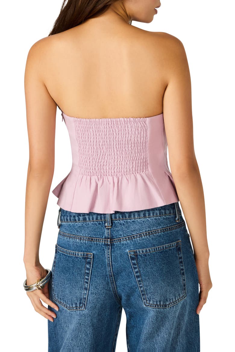 Luciella Pleated Strapless Peplum Top, Alternate, color, MAUVE SHADOWS
