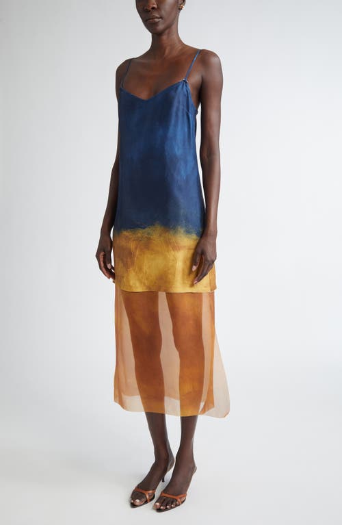 Jason Wu Collection Painted Stripe Slip Dress With Organza Underlayer