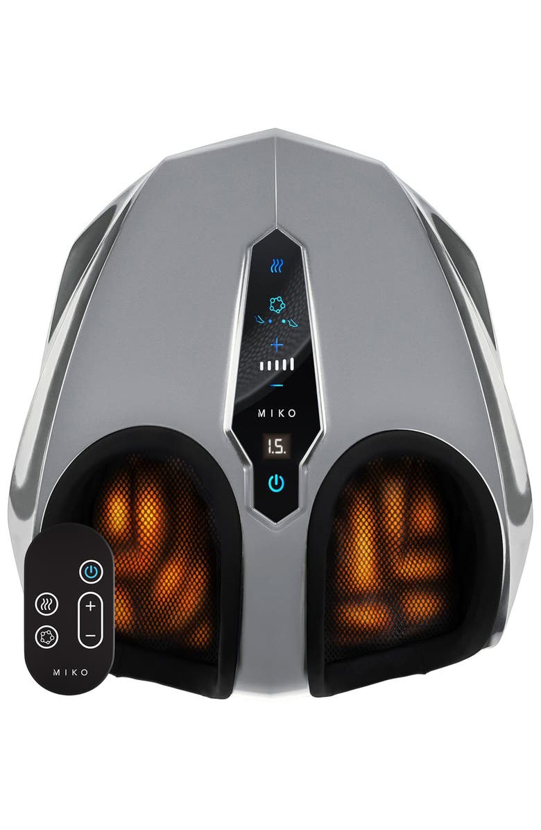 MIKO Shiatsu Foot Massager with Heat - 5 Settings, Main, color, Silver