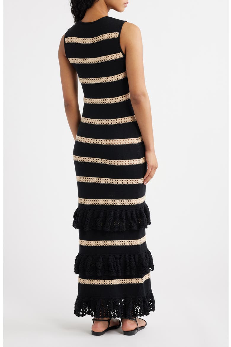 Ana Stripe Cotton Blend Knit Midi Dress, Alternate, color, BLACK OAT STRIPE