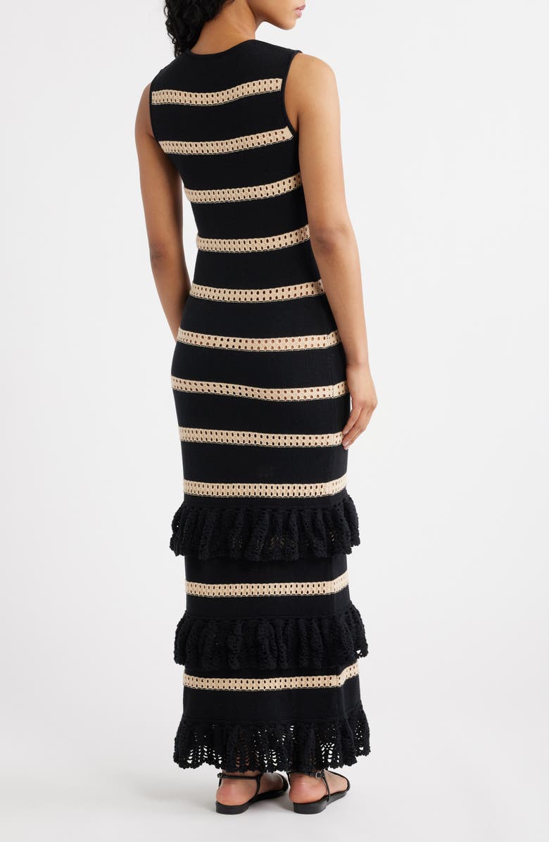 Rails Ana Stripe Cotton Blend Knit Midi Dress, Alternate, color, Black Oat Stripe