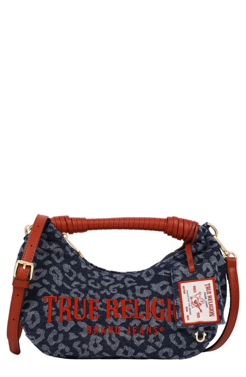 Leopard Print Denim Shoulder Bag