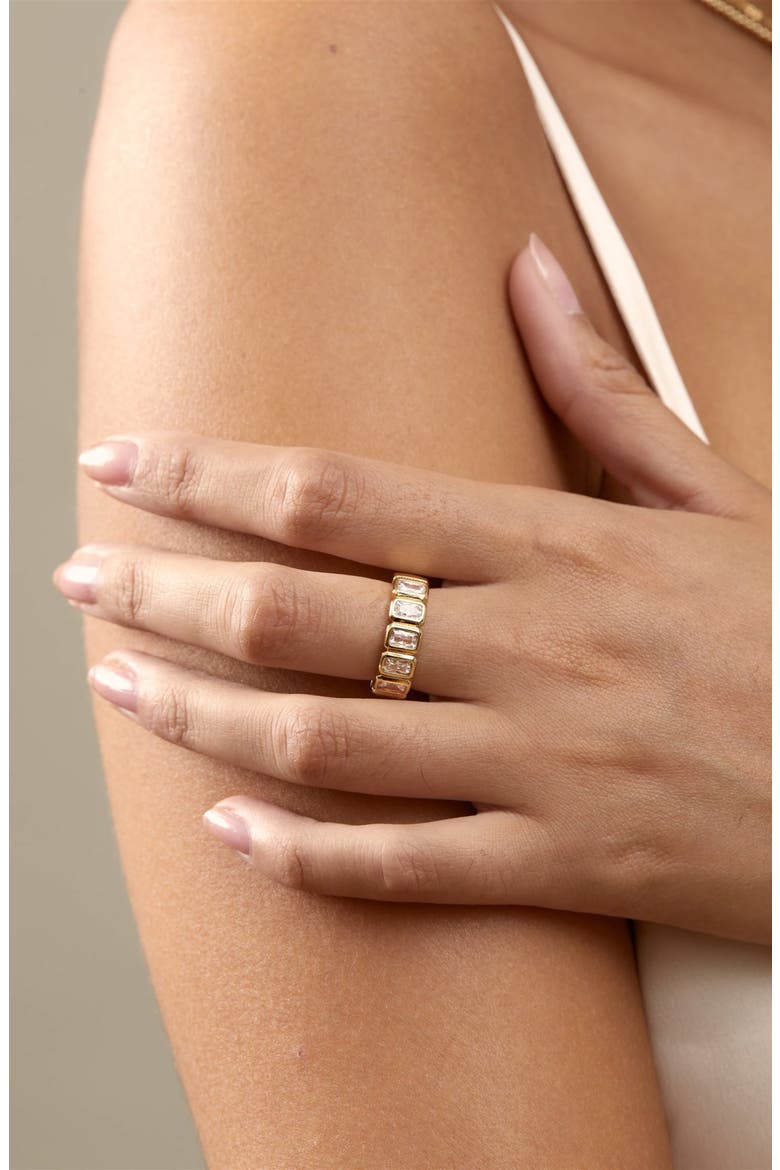 Bryn Cubic Zirconia Band Ring, Alternate, color, GOLD