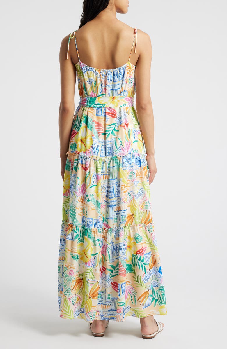 Julia Jordan Mixed Print Tiered Maxi Dress, Alternate, color, Ivory Multi
