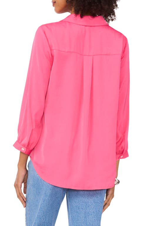 Shop Vince Camuto Pleat Front Satin Shirt In Pink Bliss