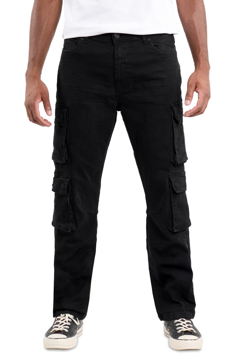 XRAY Straight Fit Cargo Jeans, Main, color, Jet Black