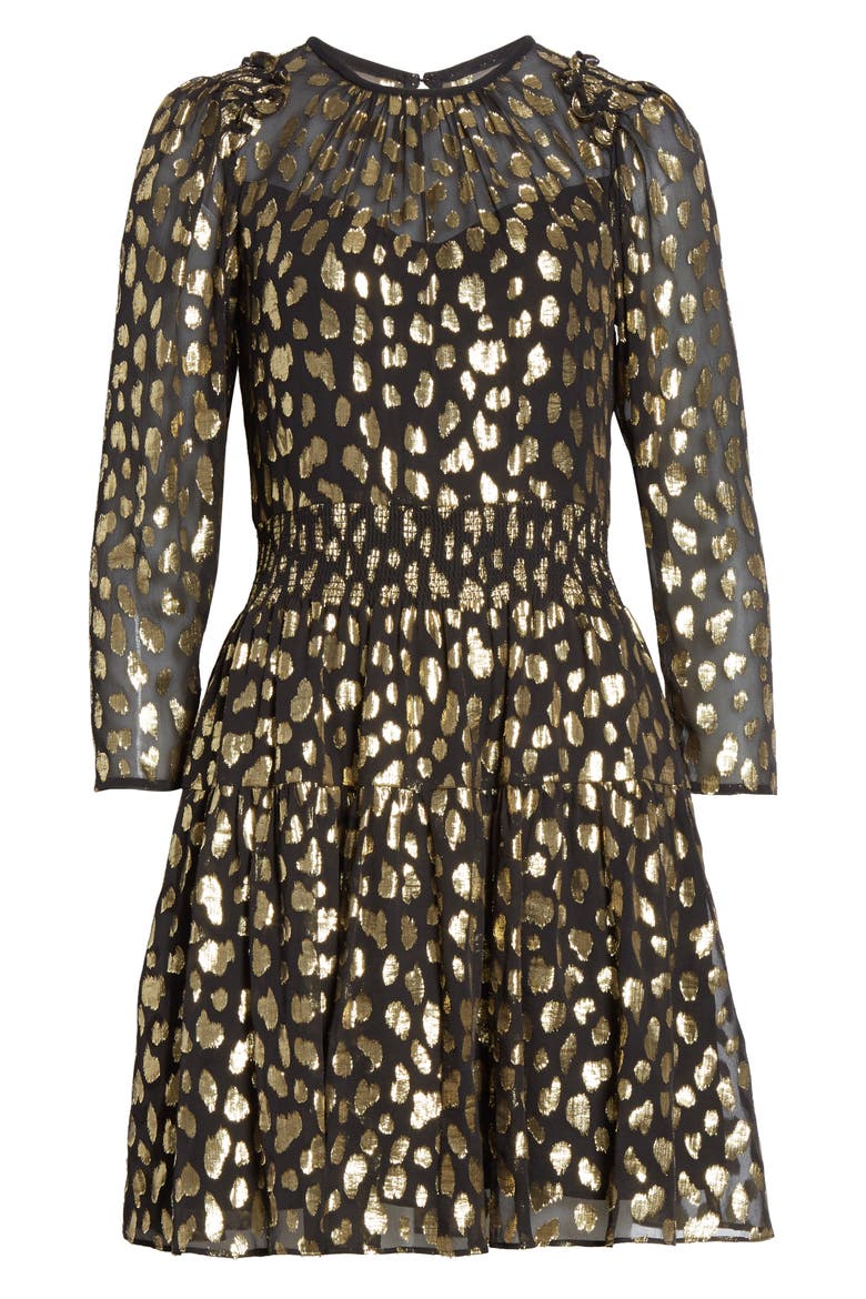 Leopard Metallic Long Sleeve Dress, Alternate, color, BLACK COMBO
