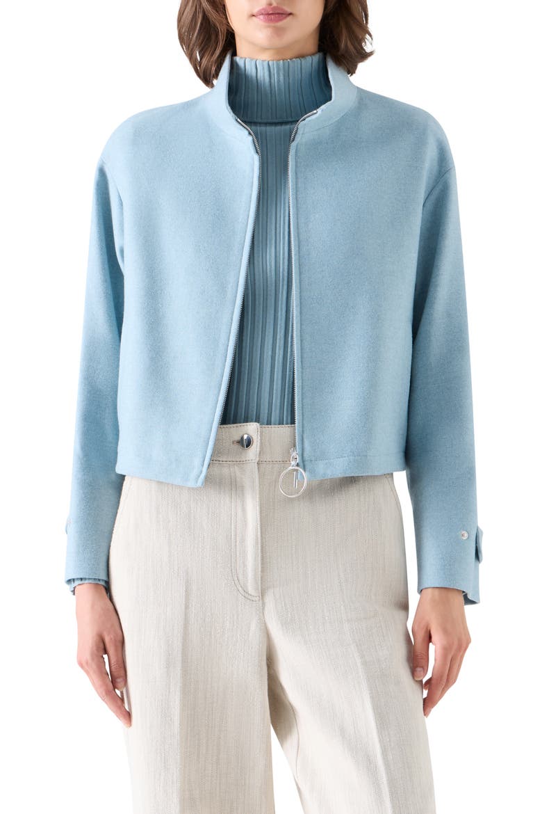 Wool Blend Zip Blouson Jacket, Main, color, LIGHT BLUE