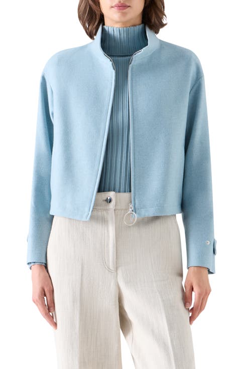 Wool Blend Zip Blouson Jacket